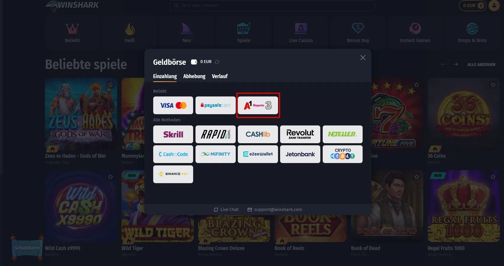 Winshark Casino per sms bezahlen Winshark mit sms bezahlen